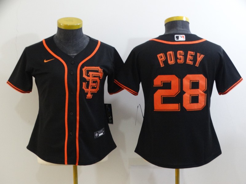 2021 Women San Francisco Giants #28 Posey black Game MLB Jerseys->youth mlb jersey->Youth Jersey